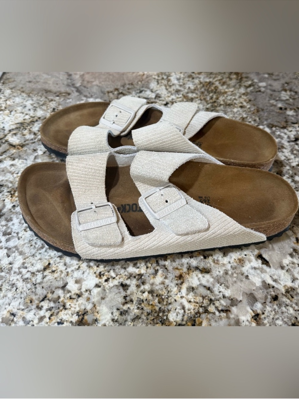 Birkenstock Women's Cream Two-Strap Corduroy Sandal Size EU41 US10